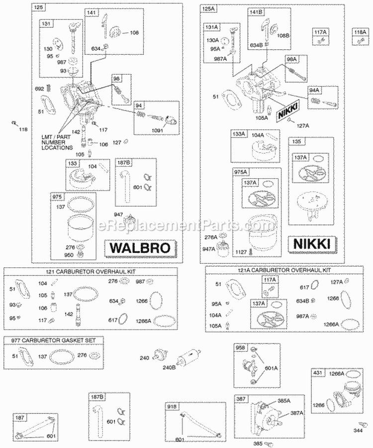 Carburetor Fuel Supply Kit - Carburetor Overhaul Diagram and Parts List for 280H06-0118-E1  Briggs and Stratton Engine